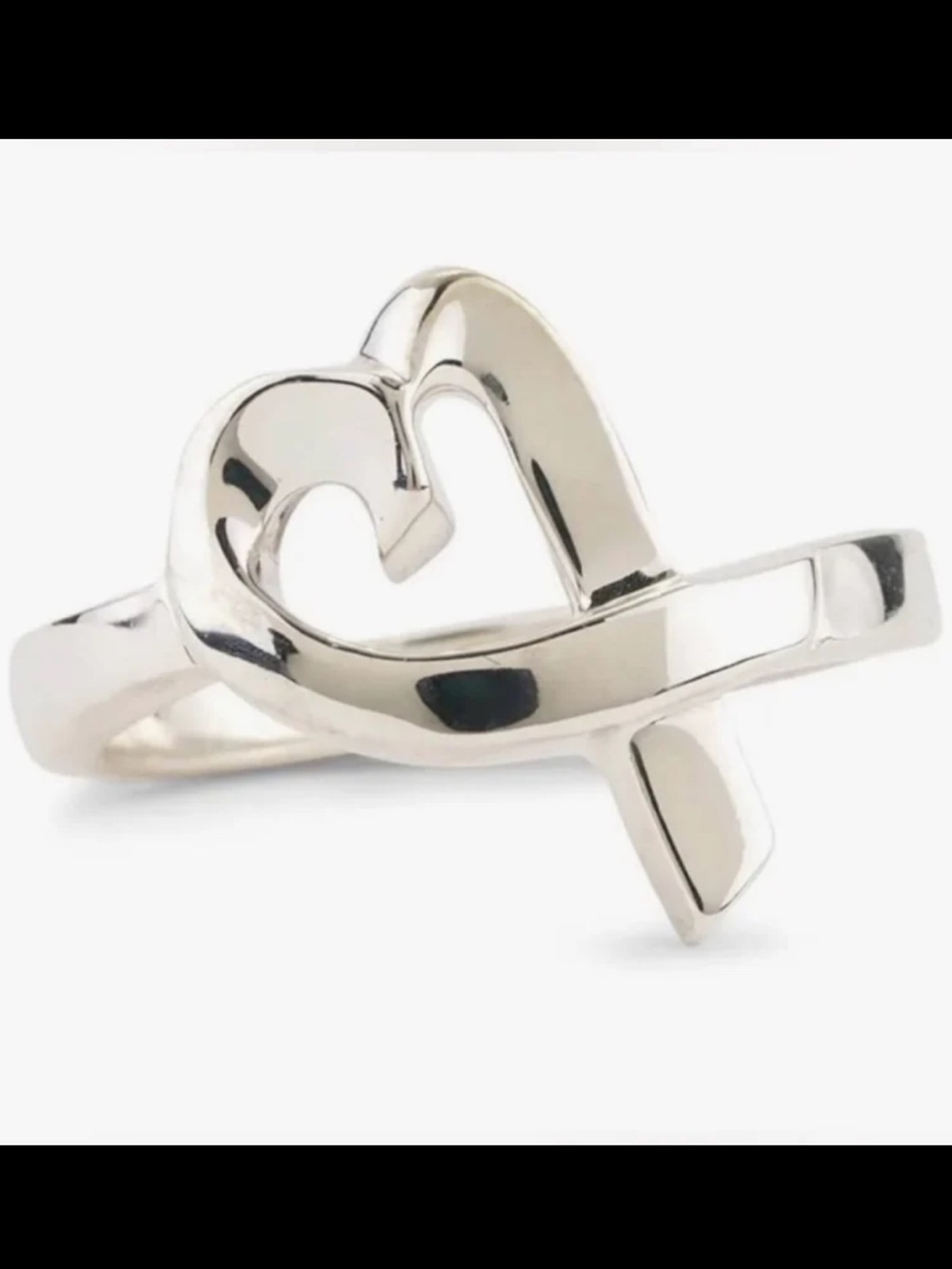 Tiffany & Co. Paloma Picasso 925 Sterling Silver Loving Heart Ring US 5/UK J 1/2